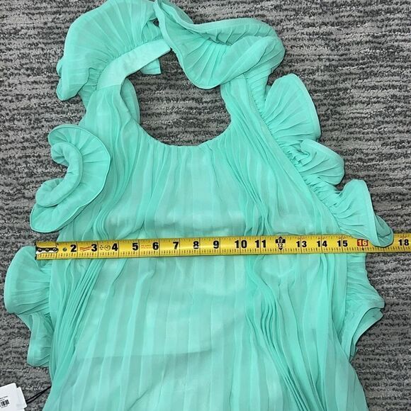 NWT AMUR MIMI HALTER NECK FRILL MINI DRESS Miami Sky Size 0 - Picture 10 of 16